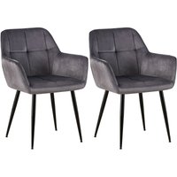 2er Set Esszimmerstuhl Emia Samt grau 2er Set Esszimmerstuhl Emia Samt grau von CLP