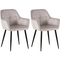2er Set Esszimmerstuhl Emia Samt hellgrau 2er Set Esszimmerstuhl Emia Samt hellgrau von CLP