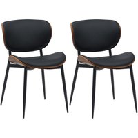 2er Set Esszimmerstuhl Enid Kunstleder- oder Stoffbezug walnuss/schwarz Kunstleder von CLP