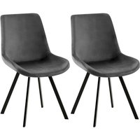 2er Set Esszimmerstuhl Lewes Samt dunkelgrau 2er Set Esszimmerstuhl Lewes Samt dunkelgrau von CLP
