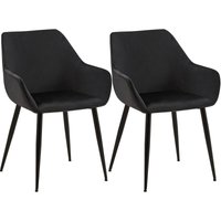 2er Set Esszimmerstuhl Luena schwarz Samt von CLP