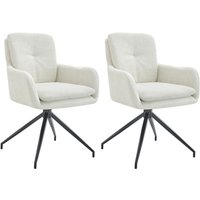 2er Set Esszimmerstuhl Pickett Stoff creme von CLP