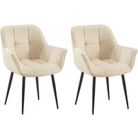 2er Set Esszimmerstuhl Roseville Samt creme von CLP