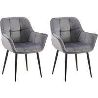 2er Set Esszimmerstuhl Roseville Samt dunkelgrau von CLP