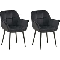 2er Set Esszimmerstuhl Roseville Samt schwarz von CLP