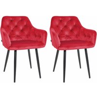 2er Set Esszimmerstuhl Stanley Samt rot von CLP