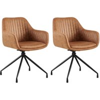 2er Set Esszimmerstuhl Welby hellbraun Vintage Kunstleder von CLP