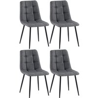 CLP - 4er Set Esszimmerstühle Antibes Stoff dunkelgrau von CLP
