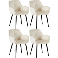 4er Set Esszimmerstühle Emia creme Samt von CLP