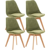 CLP - 4er Set Esszimmerstuhl Linares hellgrün Samt von CLP