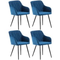 4er Set Esszimmerstuhl Shila blau Samt von CLP
