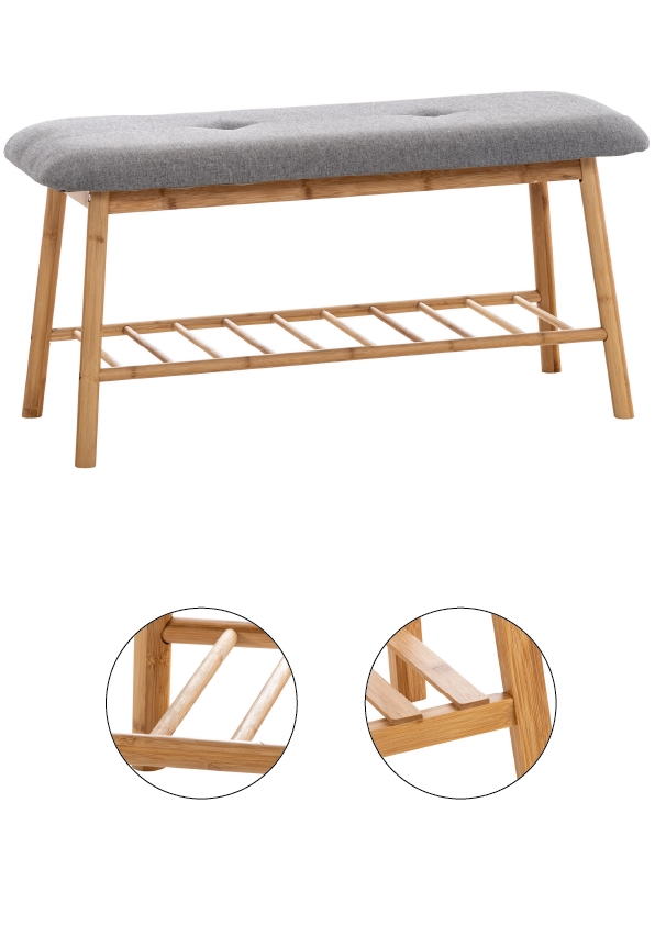 Bambus Sitzbank gepolstert- Schuhregal Flur Schlafzimmer -versch. Designs+Größen von CLP