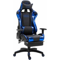 CLP - Gaming Bürostuhl Turbo xl mit Fußablage schwarz/blau Kunstleder (metallic) von CLP