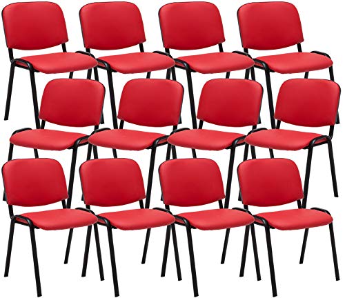 CLP 12er Set Besucherstuhl Ken Kunstleder I Stapelstuhl Mit Robustem Metallgestell I Polsterstuhl Mit Rückenlehne, Farbe:rot CLP 12er Set Besucherstuhl Ken Kunstleder I Stapelstuhl Mit Robustem Metallgestell I Polsterstuhl Mit Rückenlehne, Farbe:rot von CLP
