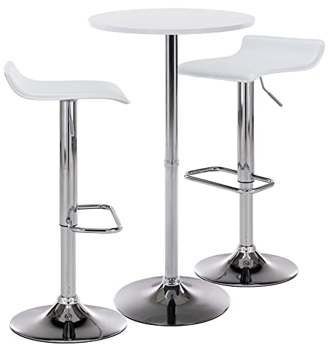 CLP 2er Bartisch-Set Esberg I Runder Stehtisch Und 2X Barhocker Mit Kunstleder-Bezug, Farbe:weiß CLP 2er Bartisch-Set Esberg I Runder Stehtisch Und 2X Barhocker Mit Kunstleder-Bezug, Farbe:weiß von CLP