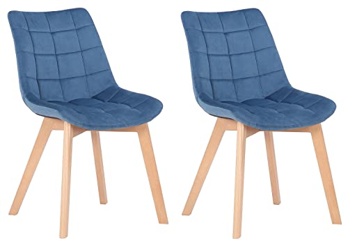 CLP 2er Esszimmerstühle Passaic Samt I Gesteppte Polsterstühle I Stühle Mit Bodenschonern, Farbe:blau CLP 2er Esszimmerstühle Passaic Samt I Gesteppte Polsterstühle I Stühle Mit Bodenschonern, Farbe:blau von CLP