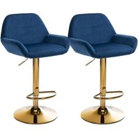 CLP - 2er Set Barhocker Braga Gold Samt blau von CLP