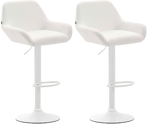 CLP 2er Set Barhocker Braga Kunstleder I Höhenverstellbarer Barstuhl Mit Metallgestell I Thekenhocker Mit Integrierter Fußstütze, Farbe:weiß, Gestell Farbe:Weiß CLP 2er Set Barhocker Braga Kunstleder I Höhenverstellbarer Barstuhl Mit Metallgestell I Thekenhocker Mit Integrierter Fußstütze, Farbe:weiß, Gestell Farbe:Weiß von CLP