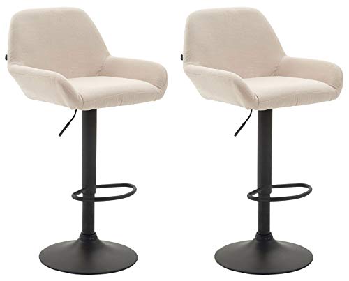 CLP 2er Set Barhocker Braga Mit Stoffbezug I 2 x Barstuhl Mit Lehne Und Fußstütze, Farbe:creme, Gestell Farbe:schwarz CLP 2er Set Barhocker Braga Mit Stoffbezug I 2 x Barstuhl Mit Lehne Und Fußstütze, Farbe:creme, Gestell Farbe:schwarz von CLP