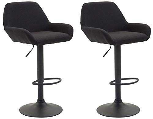 CLP 2er Set Barhocker Braga Mit Stoffbezug I 2 x Barstuhl Mit Lehne Und Fußstütze, Farbe:schwarz, Gestell Farbe:schwarz von CLP