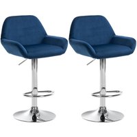2er Set Barhocker Braga Samt blau Metall in Chromoptik 2er Set Barhocker Braga Samt blau Metall in Chromoptik von CLP