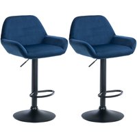 2er Set Barhocker Braga Samt blau Metall matt schwarz von CLP