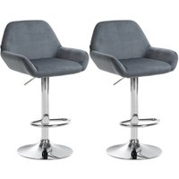 2er Set Barhocker Braga Samt dunkelgrau Metall in Chromoptik 2er Set Barhocker Braga Samt dunkelgrau Metall in Chromoptik von CLP