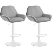 CLP - 2er Set Barhocker Braga Samt grau Metall matt weiss von CLP