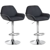 2er Set Barhocker Braga Samt schwarz Metall in Chromoptik von CLP