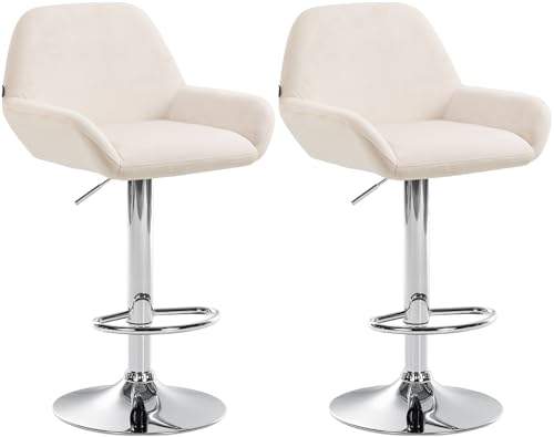 CLP 2er Set Barhocker Braga Samtbezug mit Metallgestell I Höhenverstellbar und drehbar I Moderner Barstuhl mit Fußstütze für Küche und Bar, Farbe:Creme, Material Gestell:Metall in Chromoptik CLP 2er Set Barhocker Braga Samtbezug mit Metallgestell I Höhenverstellbar und drehbar I Moderner Barstuhl mit Fußstütze für Küche und Bar, Farbe:Creme, Material Gestell:Metall in Chromoptik von CLP