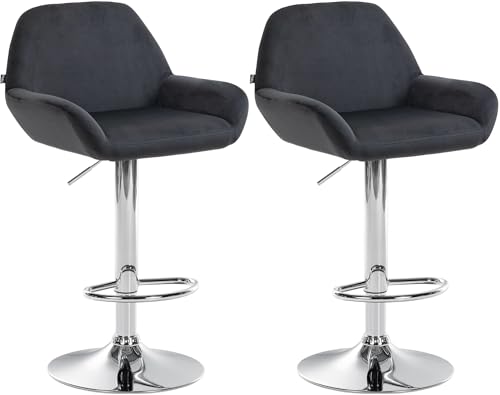 CLP 2er Set Barhocker Braga Samtbezug mit Metallgestell I Höhenverstellbar und drehbar I Moderner Barstuhl mit Fußstütze für Küche und Bar, Farbe:schwarz, Material Gestell:Metall in Chromoptik CLP 2er Set Barhocker Braga Samtbezug mit Metallgestell I Höhenverstellbar und drehbar I Moderner Barstuhl mit Fußstütze für Küche und Bar, Farbe:schwarz, Material Gestell:Metall in Chromoptik von CLP
