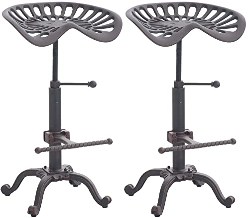 CLP 2er Set Barhocker Butch Mit Gusseisernem Sitz Und Fußstütze I Thekenhocker Mit Metallgestell Und Höhenverstellbarem Sitz, Farbe:Bronze CLP 2er Set Barhocker Butch Mit Gusseisernem Sitz Und Fußstütze I Thekenhocker Mit Metallgestell Und Höhenverstellbarem Sitz, Farbe:Bronze von CLP
