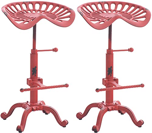 CLP 2er Set Barhocker Butch Mit Gusseisernem Sitz Und Fußstütze I Thekenhocker Mit Metallgestell Und Höhenverstellbarem Sitz, Farbe:rot CLP 2er Set Barhocker Butch Mit Gusseisernem Sitz Und Fußstütze I Thekenhocker Mit Metallgestell Und Höhenverstellbarem Sitz, Farbe:rot von CLP