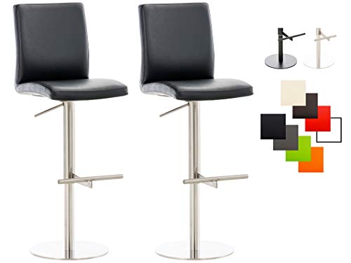 CLP 2er Set Barhocker Cadiz Kunstleder I Thekenhocker Mit Fußstütze I Tresenstühle Höhenverstellbar Und 360° Drehbar, Farbe:schwarz, Gestell Farbe:Edelstahl CLP 2er Set Barhocker Cadiz Kunstleder I Thekenhocker Mit Fußstütze I Tresenstühle Höhenverstellbar Und 360° Drehbar, Farbe:schwarz, Gestell Farbe:Edelstahl von CLP