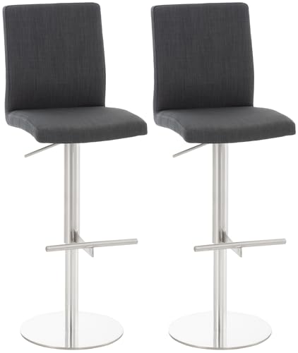 CLP 2er Set Barhocker Cadiz mit Stoffbezügen I Gepolsterter Barstühle höhenverstellbar und drehbar I Mit Rückenlehnen und Fußablagen, Farbe:dunkelgrau, Gestell Farbe:Edelstahl CLP 2er Set Barhocker Cadiz mit Stoffbezügen I Gepolsterter Barstühle höhenverstellbar und drehbar I Mit Rückenlehnen und Fußablagen, Farbe:dunkelgrau, Gestell Farbe:Edelstahl von CLP