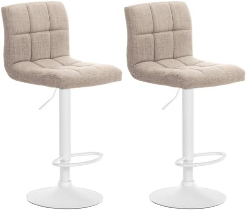 CLP 2er Set Barhocker Calma Stoff I Höhenverstellbarer Barstuhl Mit Metallgestell I Thekenhocker Mit Integrierter Fußstütze, Farbe:Creme, Material Gestell:Metall matt Weiss CLP 2er Set Barhocker Calma Stoff I Höhenverstellbarer Barstuhl Mit Metallgestell I Thekenhocker Mit Integrierter Fußstütze, Farbe:Creme, Material Gestell:Metall matt Weiss von CLP