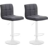 CLP - 2er Set Barhocker Calma Stoff hellgrau Metall matt weiss von CLP