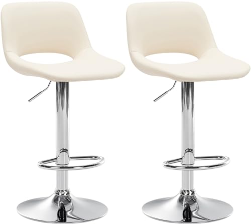 CLP 2er Set Barhocker Camden I Kunstleder-Bezug, Farbe:Creme, Material Gestell:Metall in Chromoptik CLP 2er Set Barhocker Camden I Kunstleder-Bezug, Farbe:Creme, Material Gestell:Metall in Chromoptik von CLP
