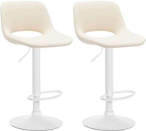 CLP 2er Set Barhocker Camden I Kunstleder-Bezug, Farbe:Creme, Material Gestell:Metall matt Weiss CLP 2er Set Barhocker Camden I Kunstleder-Bezug, Farbe:Creme, Material Gestell:Metall matt Weiss von CLP