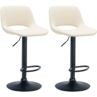 CLP - 2er Set Barhocker Camden Kunstleder creme Metall matt schwarz von CLP