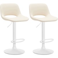 CLP - 2er Set Barhocker Camden Kunstleder creme Metall matt weiss von CLP