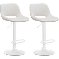 CLP - 2er Set Barhocker Camden Samt creme Metall matt weiss von CLP