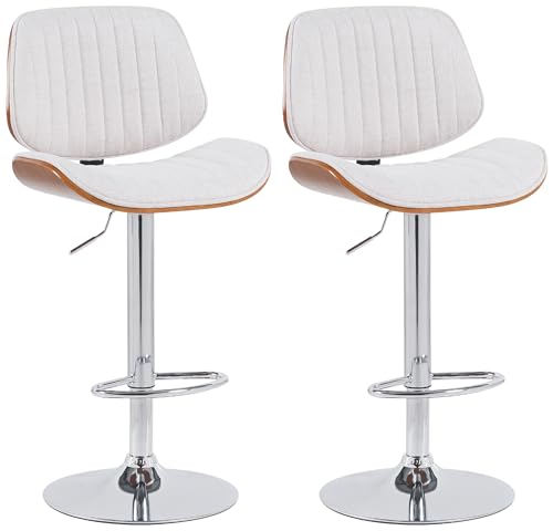 CLP 2er Set Barhocker Clawson Stoffbezug I Barstuhl mit Bugholzrahmen höhenverstellbar und drehbar I mit Rückenlehne und Fußstütze, Farbe:walnuss/Creme, Gestell Farbe:Chrom CLP 2er Set Barhocker Clawson Stoffbezug I Barstuhl mit Bugholzrahmen höhenverstellbar und drehbar I mit Rückenlehne und Fußstütze, Farbe:walnuss/Creme, Gestell Farbe:Chrom von CLP