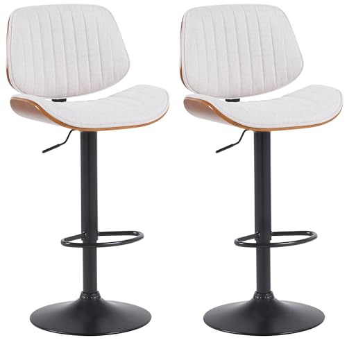 CLP 2er Set Barhocker Clawson Stoffbezug I Barstuhl mit Bugholzrahmen höhenverstellbar und drehbar I mit Rückenlehne und Fußstütze, Farbe:walnuss/Creme, Gestell Farbe:schwarz CLP 2er Set Barhocker Clawson Stoffbezug I Barstuhl mit Bugholzrahmen höhenverstellbar und drehbar I mit Rückenlehne und Fußstütze, Farbe:walnuss/Creme, Gestell Farbe:schwarz von CLP
