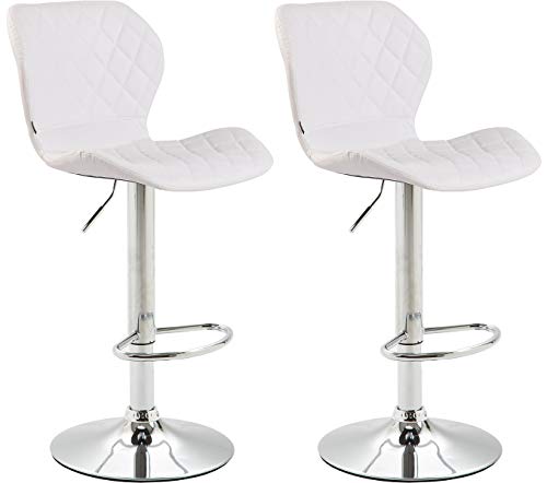 CLP 2er Set Barhocker Cork Kunstleder I Thekenhocker Höhenverstellbar I Barstuhl Mit Fußstütze 360° Drehbar I Tresenhocker Mit Trompetenfuß, Farbe:weiß, Gestell Farbe:Chrom CLP 2er Set Barhocker Cork Kunstleder I Thekenhocker Höhenverstellbar I Barstuhl Mit Fußstütze 360° Drehbar I Tresenhocker Mit Trompetenfuß, Farbe:weiß, Gestell Farbe:Chrom von CLP