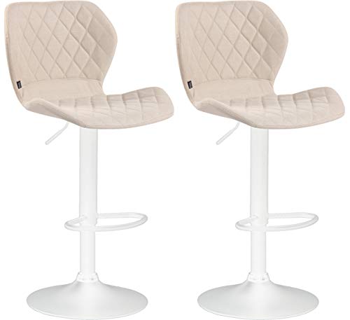 CLP 2er Set Barhocker Cork Stoff I Thekenhocker Höhenverstellbar I Barstuhl Mit Fußstütze 360° Drehbar I Tresenhocker Mit Trompetenfuß, Farbe:Creme, Gestell Farbe:weiß CLP 2er Set Barhocker Cork Stoff I Thekenhocker Höhenverstellbar I Barstuhl Mit Fußstütze 360° Drehbar I Tresenhocker Mit Trompetenfuß, Farbe:Creme, Gestell Farbe:weiß von CLP