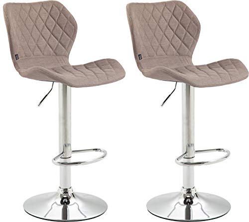 CLP 2er Set Barhocker Cork Stoff I Thekenhocker Höhenverstellbar I Barstuhl Mit Fußstütze 360° Drehbar I Tresenhocker Mit Trompetenfuß, Farbe:Taupe, Gestell Farbe:Chrom CLP 2er Set Barhocker Cork Stoff I Thekenhocker Höhenverstellbar I Barstuhl Mit Fußstütze 360° Drehbar I Tresenhocker Mit Trompetenfuß, Farbe:Taupe, Gestell Farbe:Chrom von CLP