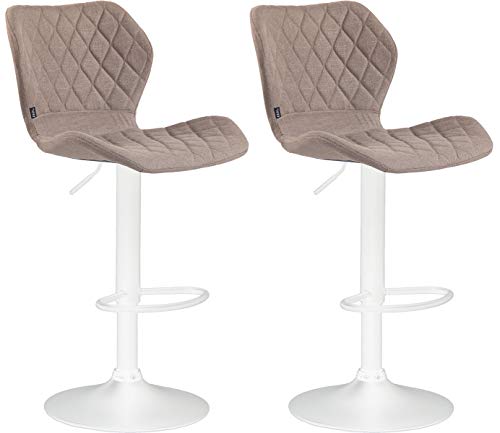 CLP 2er Set Barhocker Cork Stoff I Thekenhocker Höhenverstellbar I Barstuhl Mit Fußstütze 360° Drehbar I Tresenhocker Mit Trompetenfuß, Farbe:Taupe, Gestell Farbe:weiß CLP 2er Set Barhocker Cork Stoff I Thekenhocker Höhenverstellbar I Barstuhl Mit Fußstütze 360° Drehbar I Tresenhocker Mit Trompetenfuß, Farbe:Taupe, Gestell Farbe:weiß von CLP