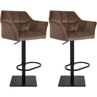 CLP - 2er Set Barhocker Damaso Samtbezug braun Metall matt schwarz von CLP