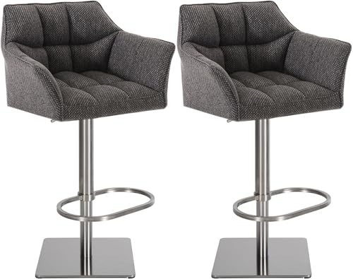 CLP 2er Set Barhocker Damaso Stoffbezug I Gepolsterte Barstühle höhenverstellbar und drehbar I Tresenstühle mit Rückenlehne, Farbe:titangrau, Gestell Farbe:Edelstahl CLP 2er Set Barhocker Damaso Stoffbezug I Gepolsterte Barstühle höhenverstellbar und drehbar I Tresenstühle mit Rückenlehne, Farbe:titangrau, Gestell Farbe:Edelstahl von CLP